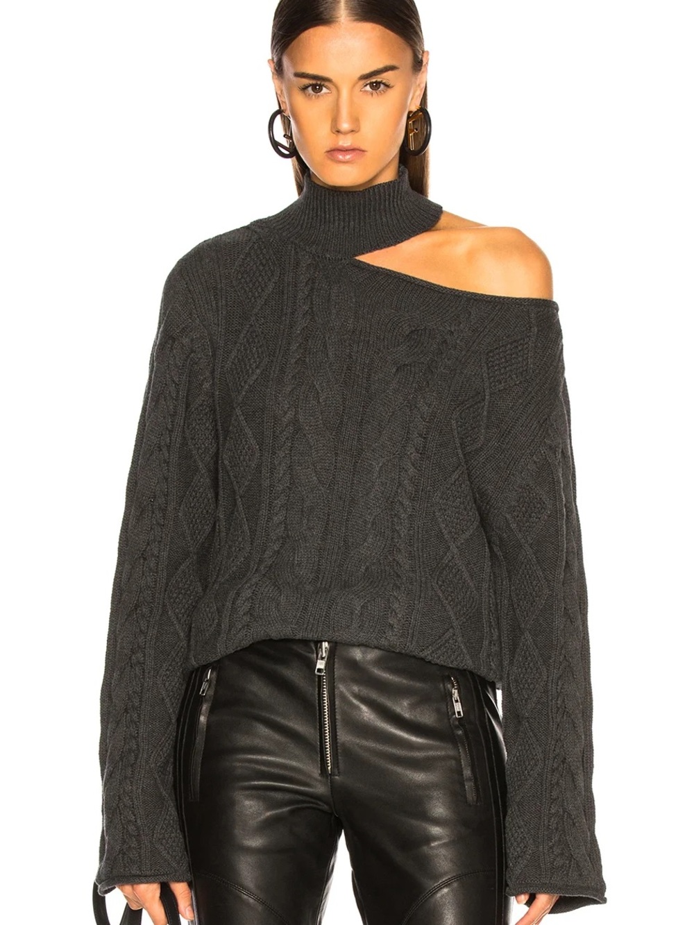 RtA Zane asymmetrical cable knit sweater size small